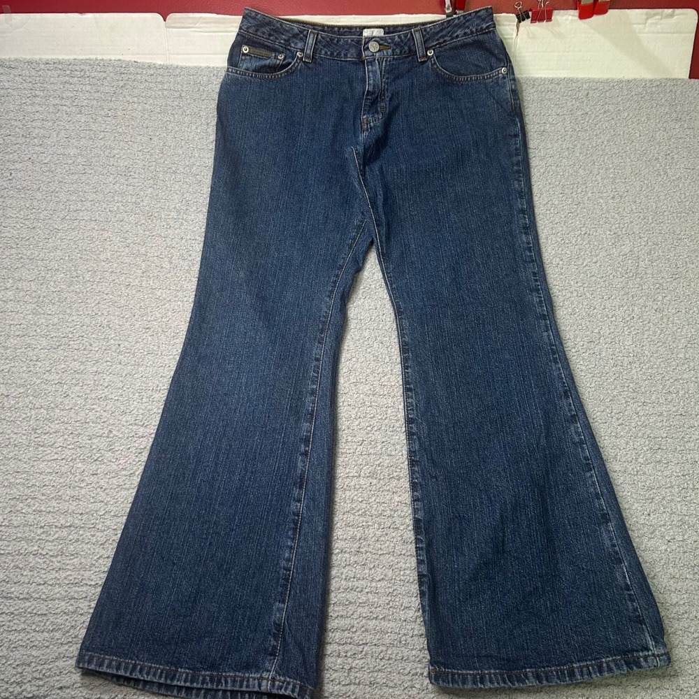 Calvin Klein Jeans Flare Leg 9x30 Blue Vintage Y2K 2001 Double Stone Wash Retro